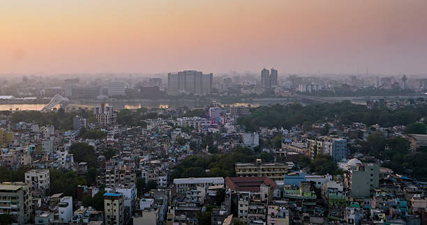 istock Drone Shot of Ahmedabad Riverfront at Sunset 2202548855
