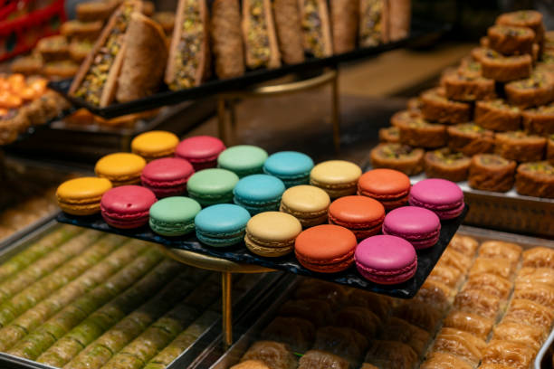 istock Beautiful and colorful macarones 2202559388