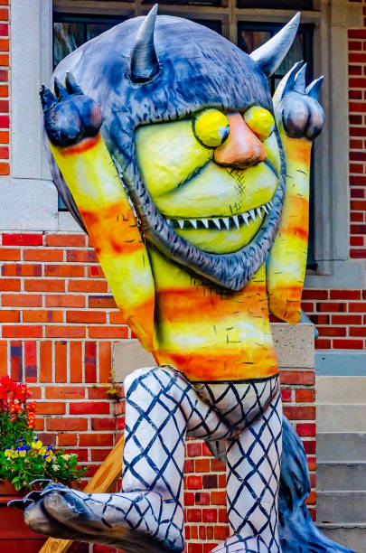 Mobile, Alabama, USA - March 5, 2022: Characters from the children’s book, “Where the Wild Things Are,” are part of a local ad agency’s Mardi Gras decorations in Mobile, Alabama.