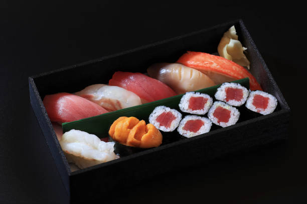 istock Luxurious Nigiri Sushi Assortment on a Black Background 2202565172