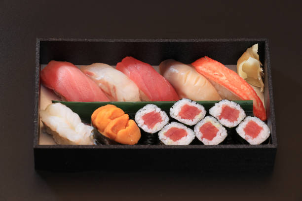 istock Luxurious Nigiri Sushi Assortment on a Black Background 2202565858