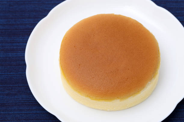 Homemade round castella cake or sponge cake. Homemade bakery concept.