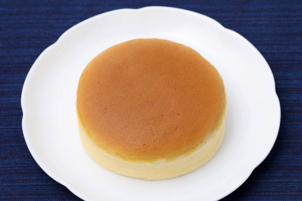 Homemade round sponge cake or castella cake. Homemade bakery concept.