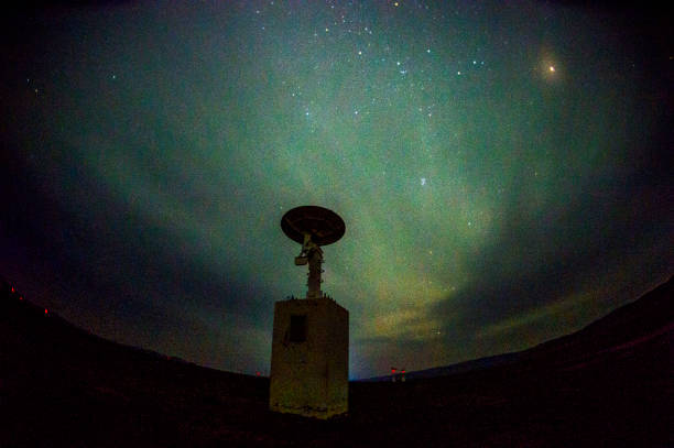 Radio telescopes and the Milky Way at night