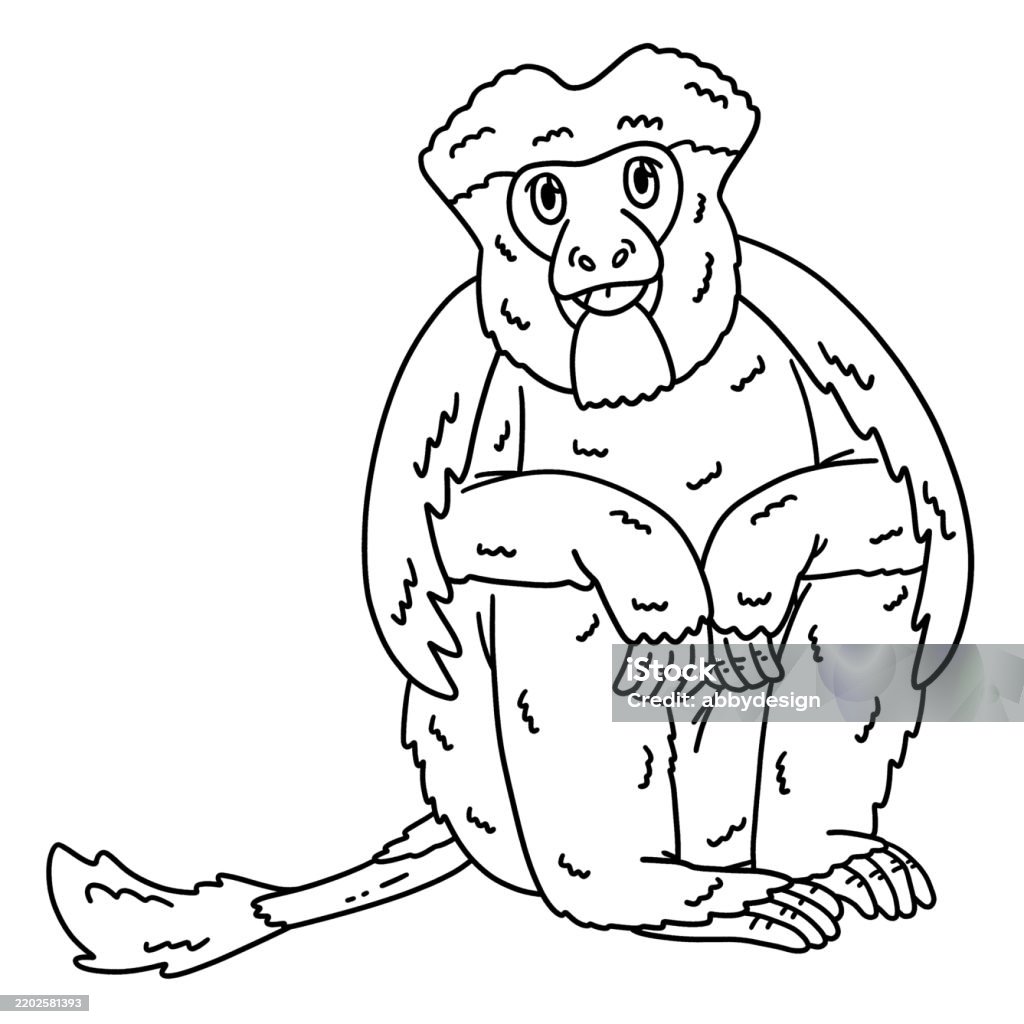 Colobrin Black And White Colobus Monkey Isolated Coloring Stock Illustration ...