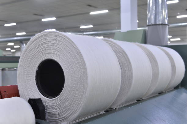istock Cotton textile factory equipment is in operation 2202581450