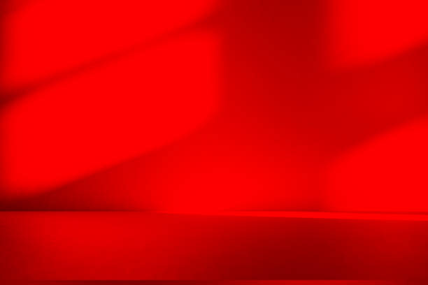 istock Wall interior background, studio and backdrops show products.with shadow from window color red . background for text insertion and presentation product 2202591775