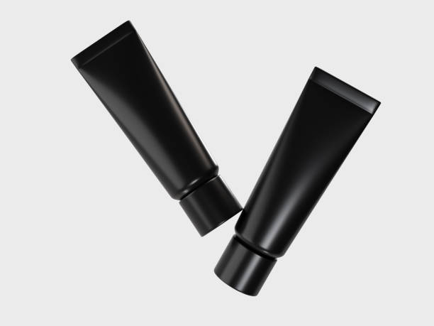 istock Realistic blank black cosmetic tube container mockup plastic packaging isolated on background. Design template for toothpaste, cream, shampoo, gel, skin care, healthcare or medicine presentation 2202592731