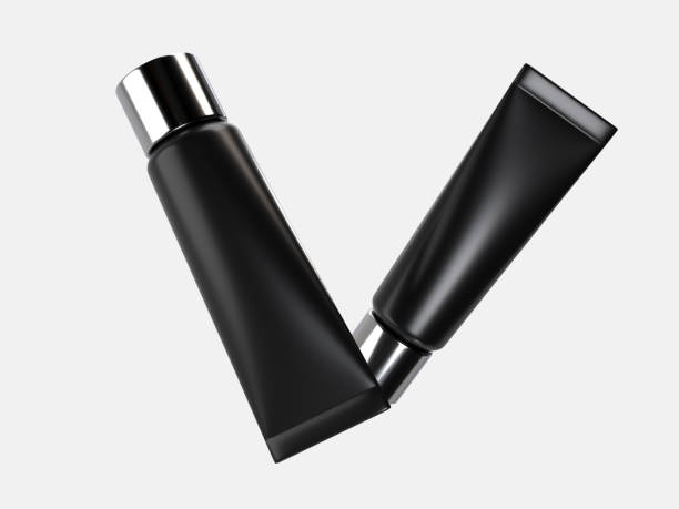 istock Realistic blank black cosmetic tube container mockup plastic packaging isolated on background. Design template for toothpaste, cream, shampoo, gel, skin care, healthcare or medicine presentation 2202592734