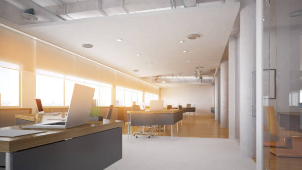 istock Office space for employees to work and corridor,Work area decorated in loft style,3d rendering 2202597501