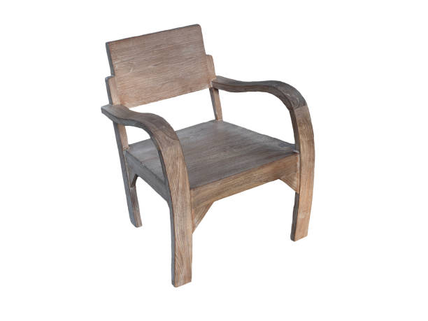 Teak wood chair on white background.