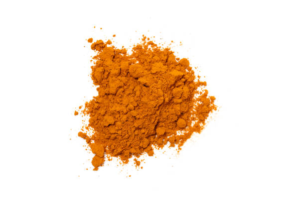 istock Dry Turmeric powder and turmeric root isolated on white background ,Top view 2202604401