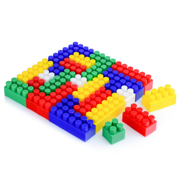 Plastic color construction kit for children's games isolated on a white background. A construction kit for children's development.