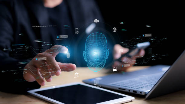 istock Deepfake concept ,Facial tracking, detection and recognition technology, Security system. Cyber security and Security password login online concept. 2202612817