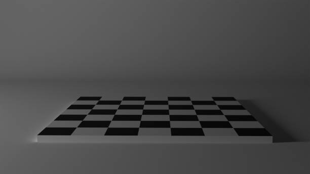 istock 3D model of a chessboard on a white background in the dark, game 2202618252