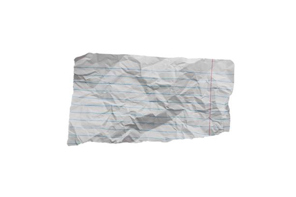 Wrinkled or crumpled lined white paper texture used as a white paper background texture in a design.