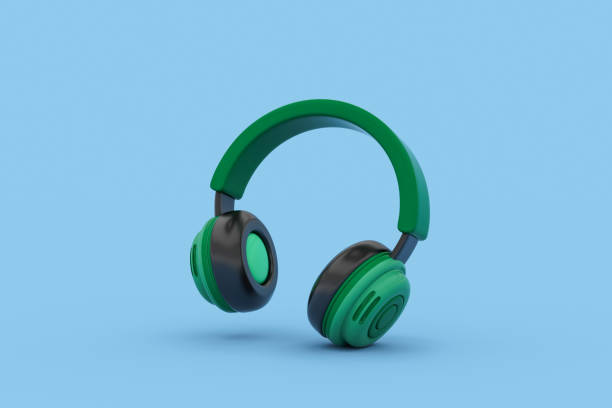 istock 3D rendering of Wireless headphone on blue background. 2202621071