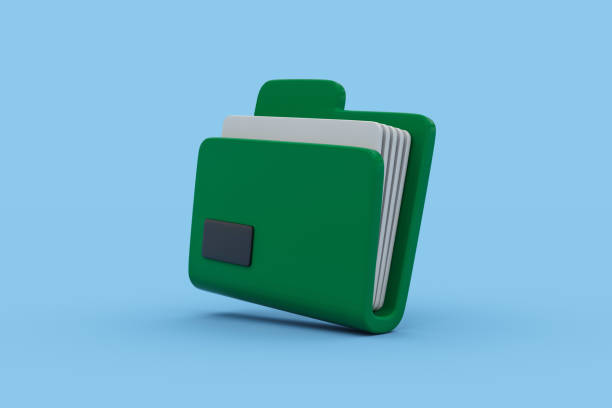 istock 3d rendering of Green Folder icon on blue background. 2202621077
