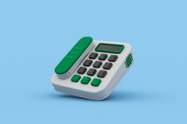 istock 3D Rendering of office telephone on blue background. 2202621098