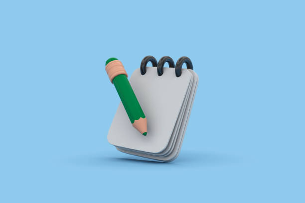 istock Note book and pencil 3D icon isolated on blue background. 2202621100