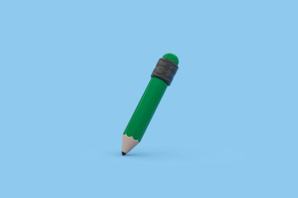 Green pencil isolated on white background.
