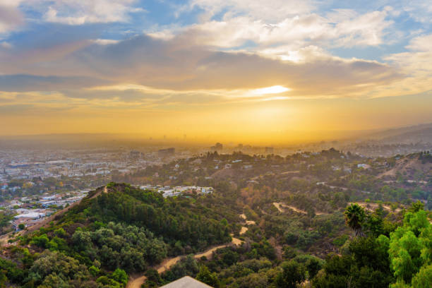 istock Stunning Sunset View Over Griffith Park in Los Angeles 2202623293