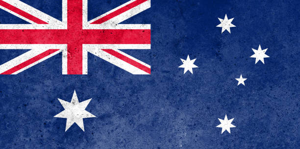 istock Flag of Australia painted on the concrete wall 2202624897