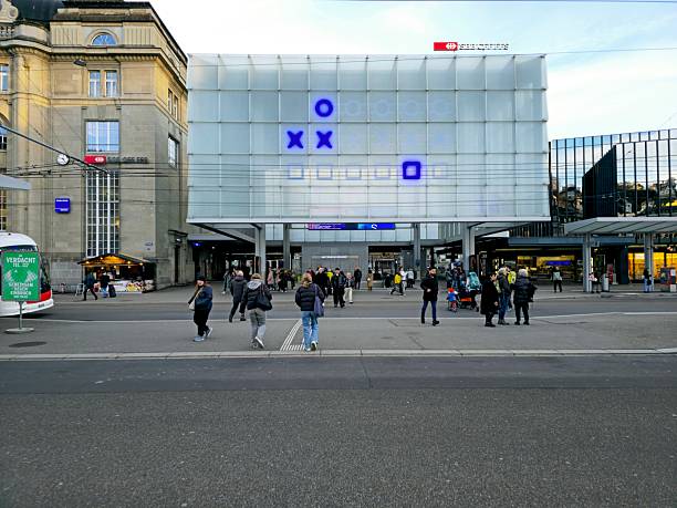 Zurich, Switzerland - May 21, 2023: Exterior of Zurich main railway station , Switzerland