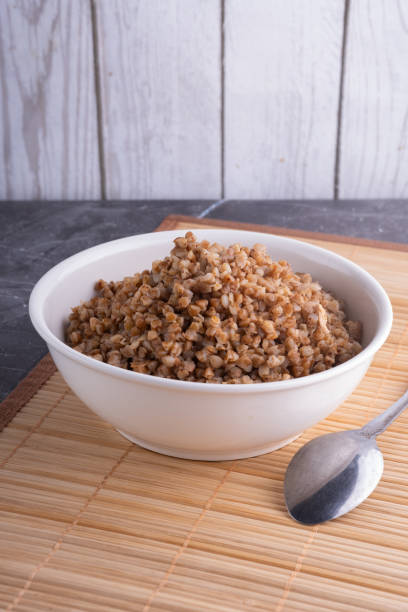 istock Ready-made buckwheat porridge 2202633336