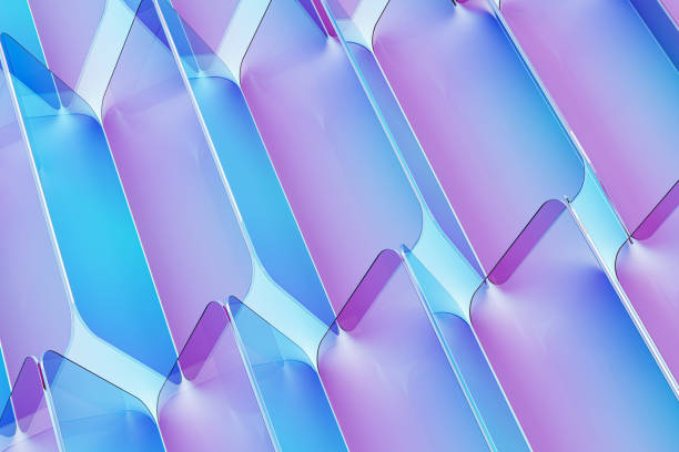 istock Abstract geometrical pattern with blue and purple hues. 3D Rendering 2202639725