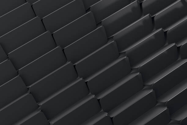 istock Abstract geometrical pattern with black shapes on dark background. 3D Rendering 2202639726