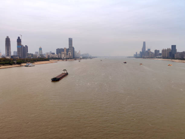 Ship on the Yangtze river in Wuhan, Hubei province, China.