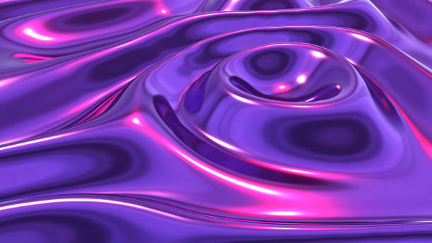 istock Liquid purple chrome waves background, shiny and lustrous metal pattern texture. 2202643028