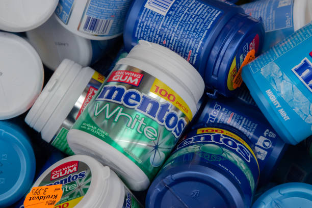 Close Up Package Of Mentos Candy Chewing Gum At Amsterdam The Netherlands 7-2-2025