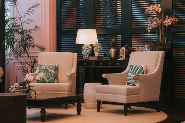 Cozy Luxury classic interior lounge with sofa chair