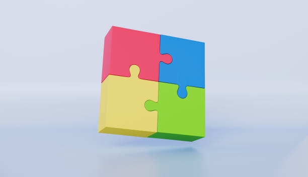 istock Colorful 3D Jigsaw Puzzle Pieces on White Background 2202645976