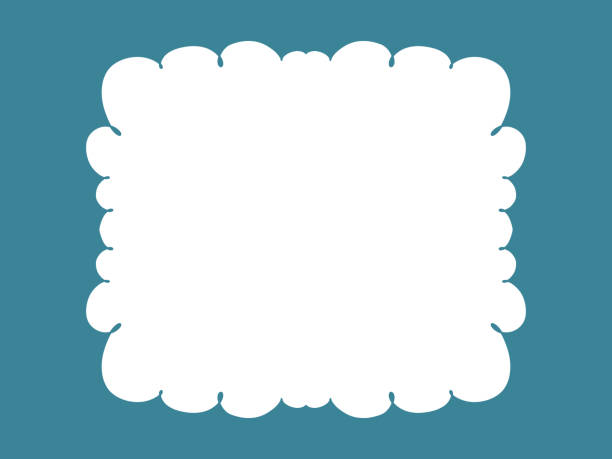 Frame in the form of a white cloud on a blue background. Abstraction with space for text. Vector illustration