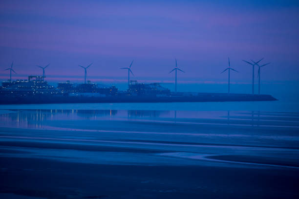 Sunset on a beach in Belgium, Knokke.