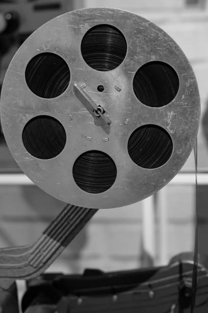 istock Old movie projector. Film projector. Video tape. 2202649792