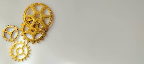 Details mechanism antique mechanical watch are illuminated contoured sunlight