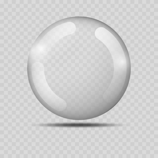 istock Transparency gray ball or precious pearl. Water bubble. Glass realistic ball, 3D abstract vector illustration highlighted on a transparent background. Big Crystal bubble with shadow 2202657263