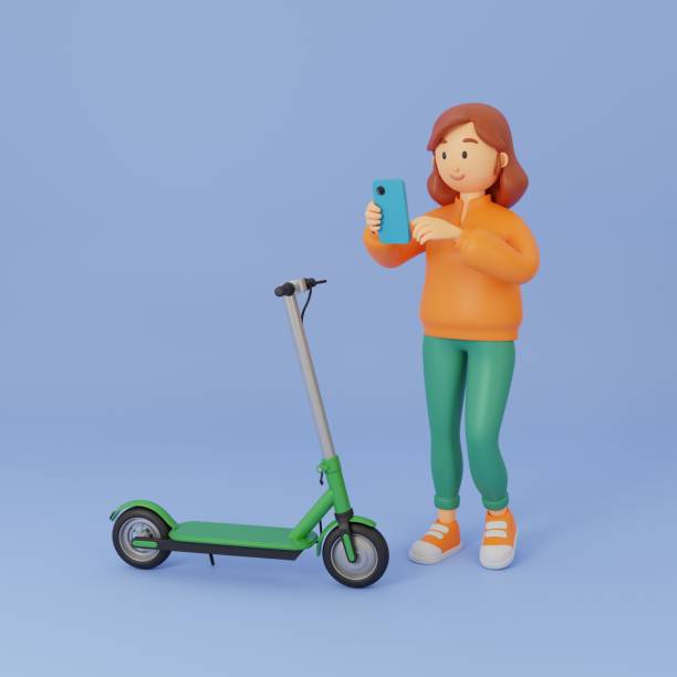 istock Girl rents an electric scooter using a mobile app. 2202662984