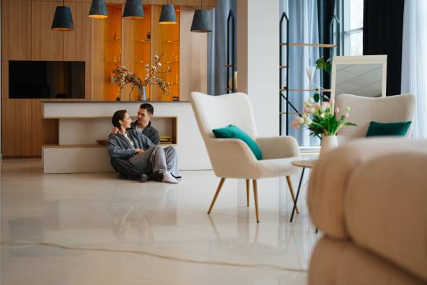istock Cozy moment between a couple in a modern living room setting 2202664930