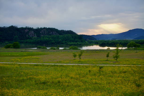 istock Sunset Over the Fields Near the Geum River 2202665667