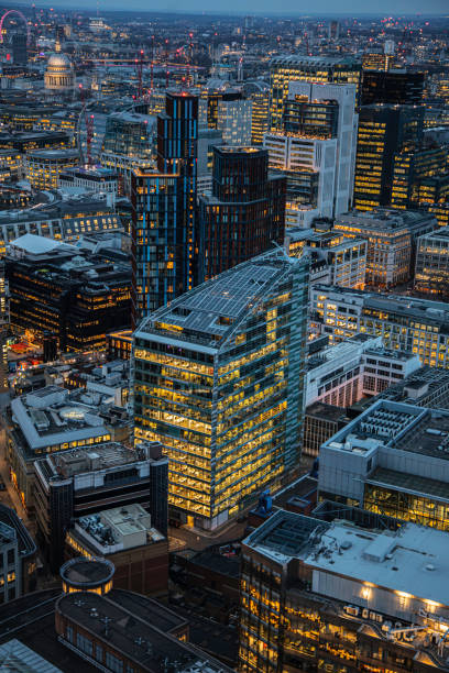 istock Evening Glow on Glass Skyscrapers in London, United Kingdom 2202667708