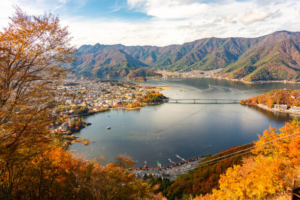 istock Lake Kawaguchi in autumn, Japan 2202672662