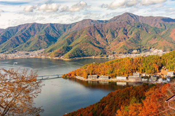 istock Lake Kawaguchi in autumn, Japan 2202672690