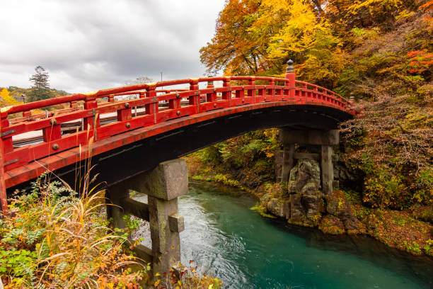 Famous Shinkyo bridge in autumn, Nikko, Japan