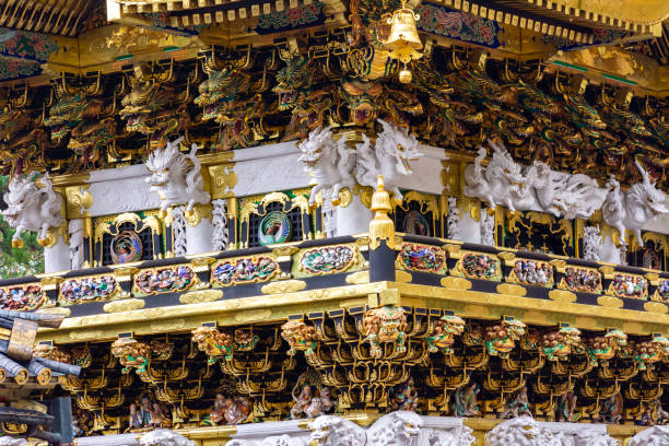 Nikko, Japan - 16 November 2024: Yomeimon gate decorations at Nikko Toshogu shrine