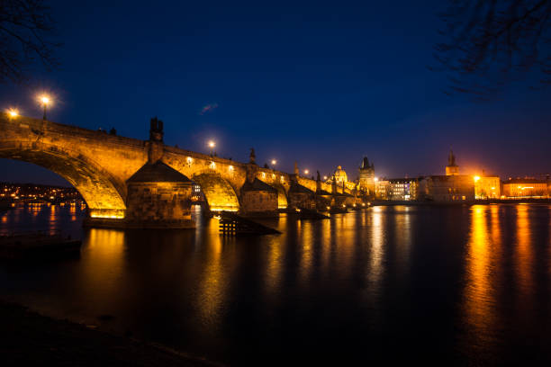 istock Prague, Czech Republic. Charles Bridge in night 2202675374